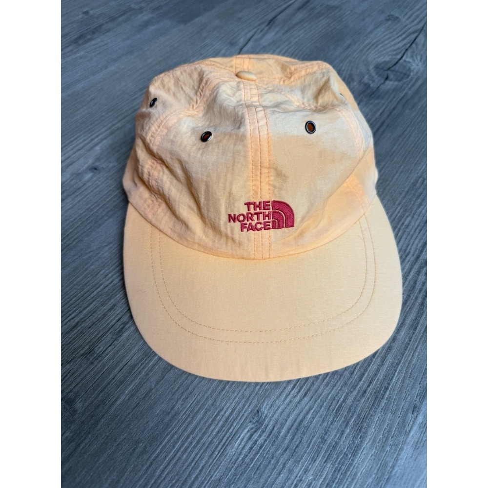 Vintage 90's THE NORTH FACE  Hat Cap Light Orange 100 % SUPPLEX Nylon Rare